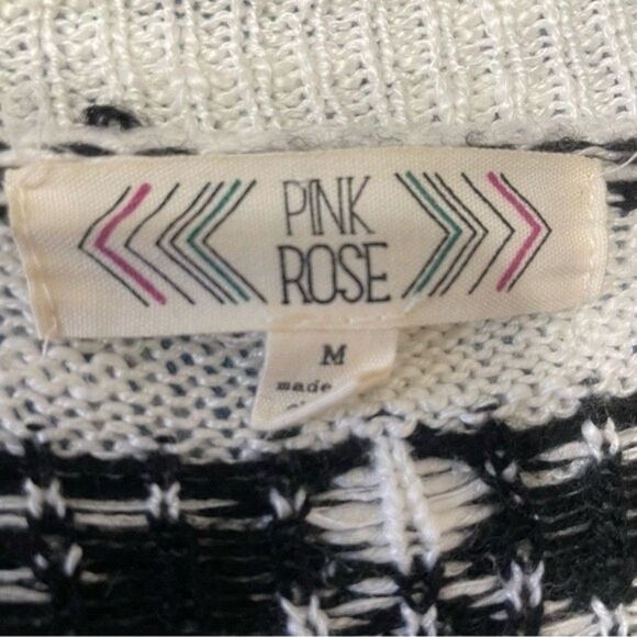 Pink Rose M open front cotton blend black white aztec print longline cardigan - Picture 11 of 11